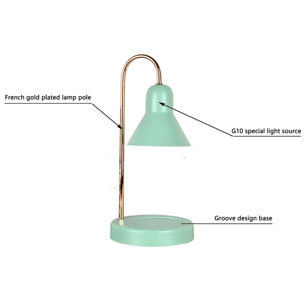Ljusvärmare för doftljus Vaxsmältare smälter varmare lampa med power A-justerbar frostad metallkropp (utan ljus) Mintgrön