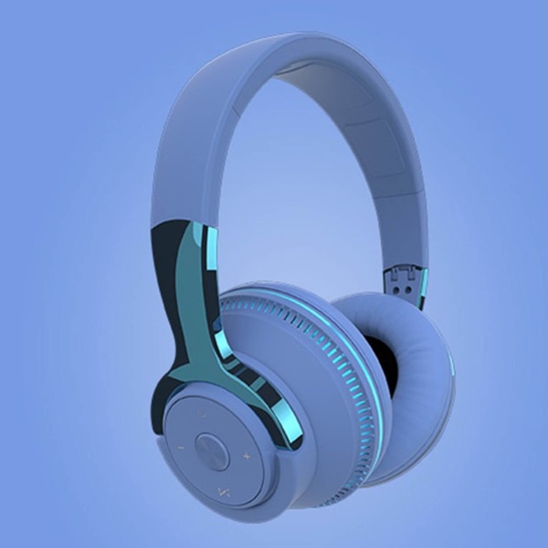 Over-Ear hörlurar trådlösa Bluetooth 5.1 sporthörlurar med mikrofonstöd TF-kort stereoheadset Blå