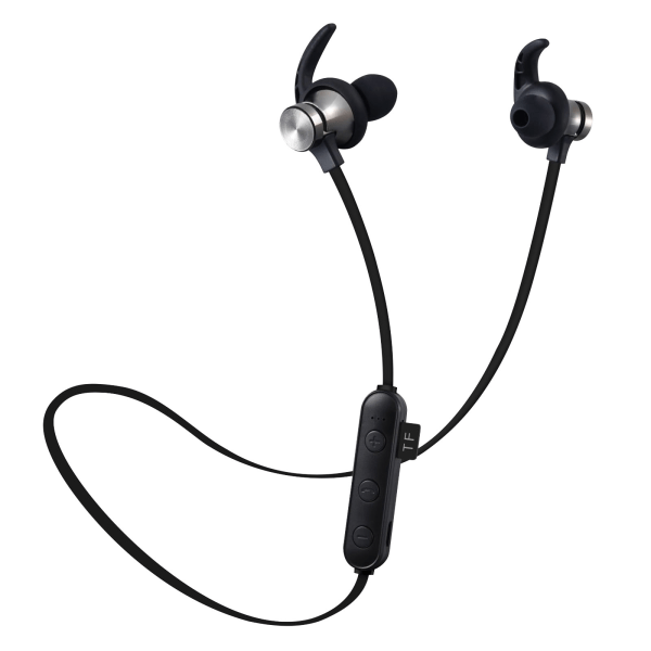 Halshängande Bluetooth -headset Trådlösa sport hörlurar i örat Svart
