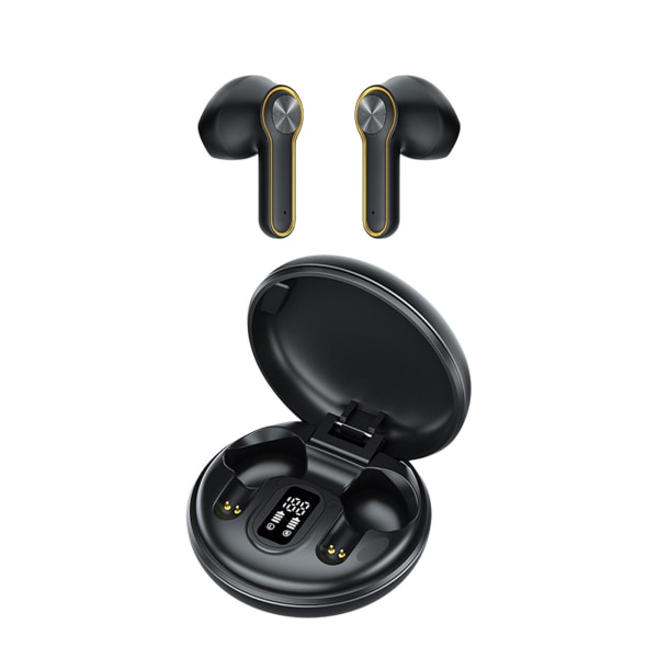 In-ear-hörlurar Trådlöst Bluetooth -headset Laddningsfack i metall Digital display Svart