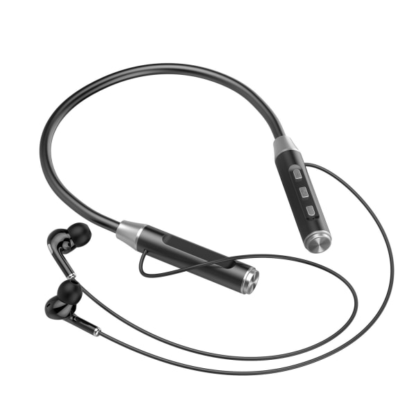 Trådlösa Bluetooth hörlurar Halshängande brusreducerande hörlurar Sporthörlurar Headset med mikrofon Svart