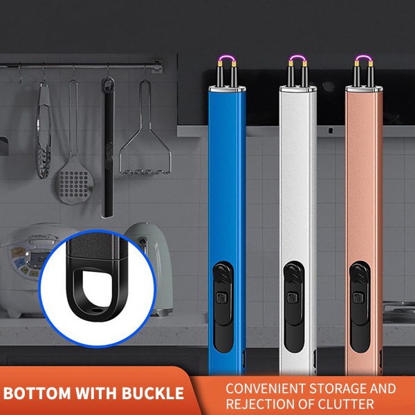 Elektrisk tändare USB uppladdningsbar flamfria köksredskap Plasma tändare vindtät kan knytas till nyckelringen Svart