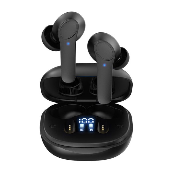 Mini Earbuds Trådlösa Bluetooth 5.0 hörlurar Stereo hörlurar med mikrofon headset Svart
