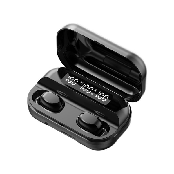 Trådlöst Bluetooth headset Binaural in-ear hörlurar Lång standby batteritid Digital display Svart