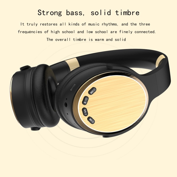Over-Ear hörlurar Bluetooth Stereo hopfällbart sportmusikheadset Svart