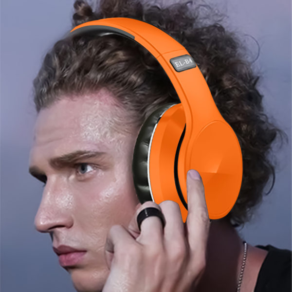 Over-Ear hörlurar Bluetooth Hi-Fi Stereo Trådlös hopfällbar för mobiltelefon PC Med Mic Headset Orange