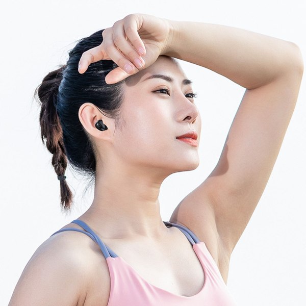 Bluetooth hörlurar Ultrasmå osynliga minisportsnäckor Trådlösa in-ear-hörlurar med ett öra Svart