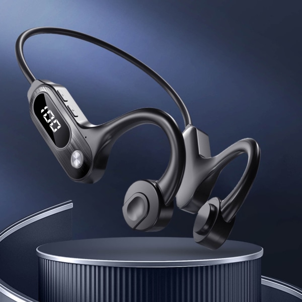 Trådlösa hörlurar Öronkrok Hörlurar med öppna öron Digital display Pluggbar Sports Bluetooth 5.3 Headset med mikrofon Svart