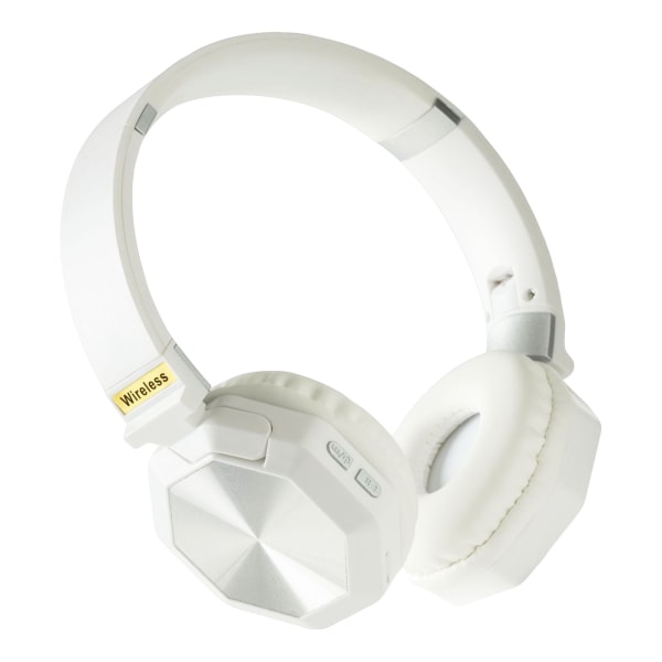 Over-Ear hörlurar Trådlösa Bluetooth Hi-Fi hopfällbara stereohörlurar för mobiltelefon PC Mjuka hörselkåpor Headset Vit