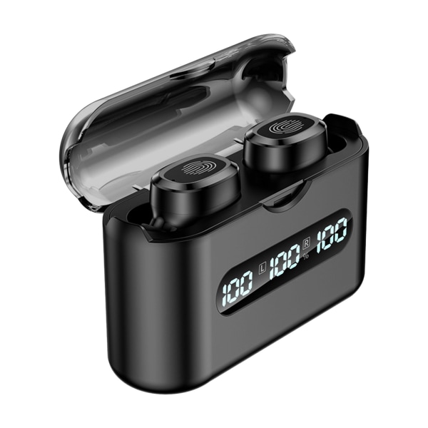 Trådlösa in-ear hörlurar Stereo Headset Bluetooth 5.2 Sports Portable Laddbox Svart