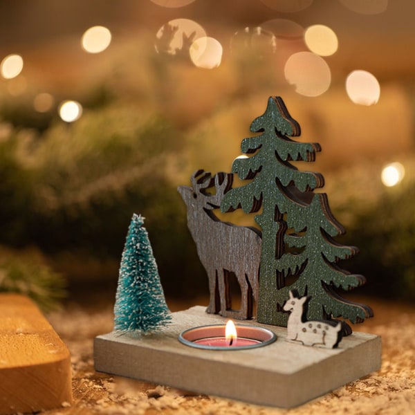 Julljusstakeprydnader Middag värmeljus Skrivbordsöverdel Matbordsdekoration  Dekorativt trä julljusstake C 9bd5 | C | Fyndiq