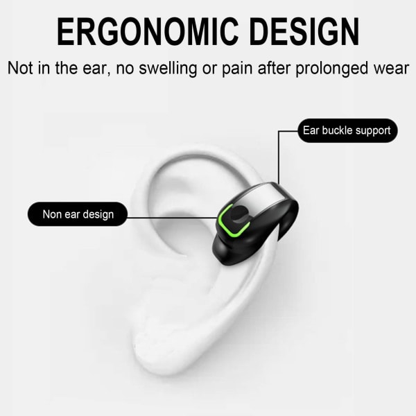 Air Conduction Hörlurar Trådlös Ear-Clip Bluetooth Open-Ear sportörhängen Svart