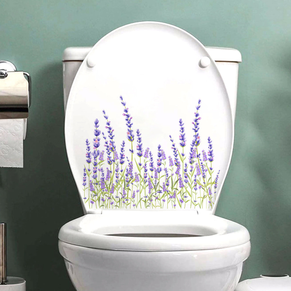 Tapetrumsdesign 100cm Väggklistermärken Växt Blommor Lavendel Bakgrund Väggtoalett Dekorativ självhäftande tapet