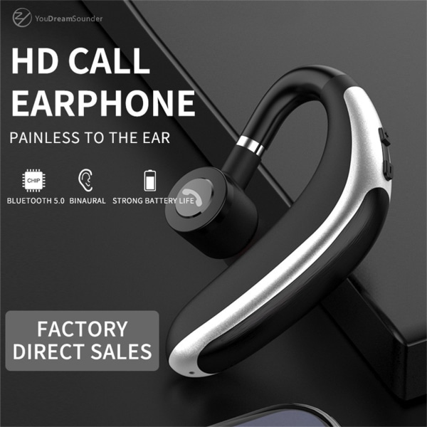 Trådlöst Bluetooth Headset 5.0 In-ear hörlurar Körheadset Enkelöra Handfree Ipx5 Svart