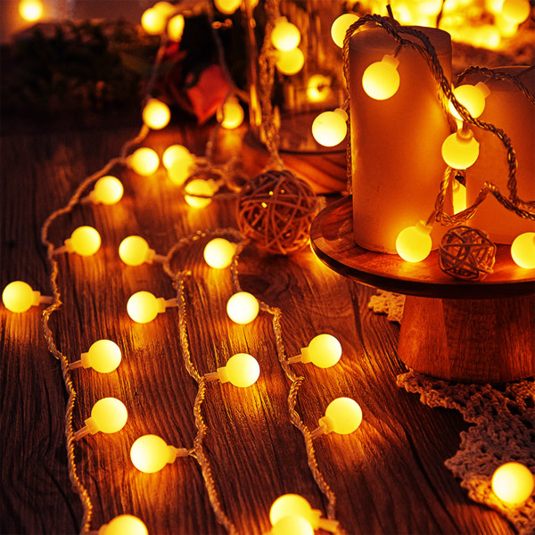 40 LED-stjärnor och sfäriska ljusslingor 20 FT julbelysning Batteridriven för inomhus- och utomhusfester för bröllop och juldekorationer A