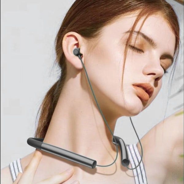 Nackbandshörlurar trådlösa 5.2 Bluetooth hörlurar med mikrofon Ultralätt IPX4 djupbashörlurar Svart