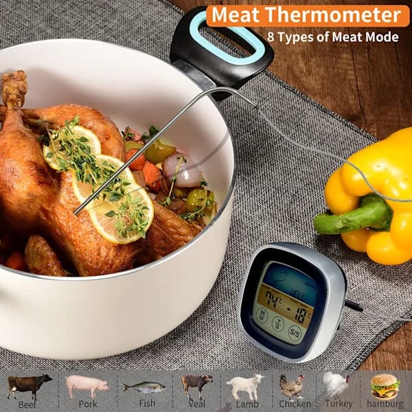 Digital kökstermometer sond färg pekskärm kött BBQ matlagningstermometer biff BBQ termometer timer BBQ termometer köksredskap