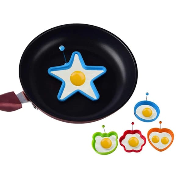 PCS Silikon Stekt Eggform Med Håndtak Non-Stick Stekt Eggform i Ulike Former