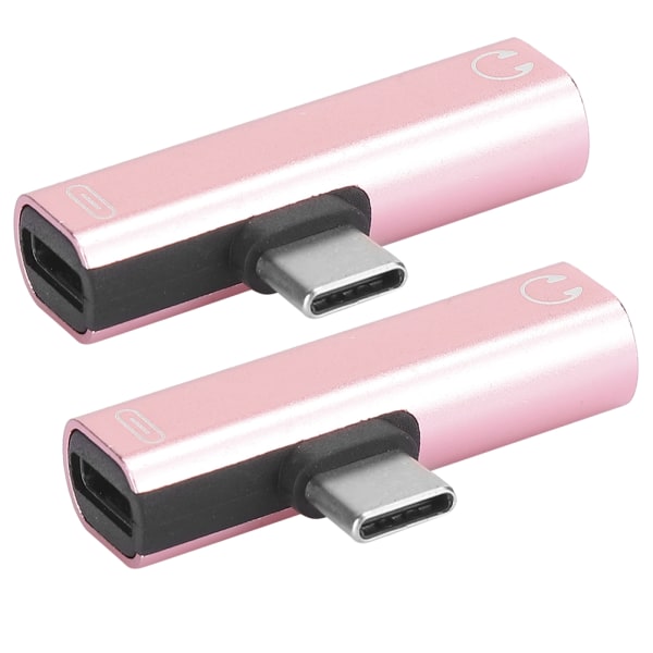 2st 2 i 1 TypeC till 3,5 mm Assist Ljudkabel Tråd Laddare Headset Distributör Adapter (rosa)