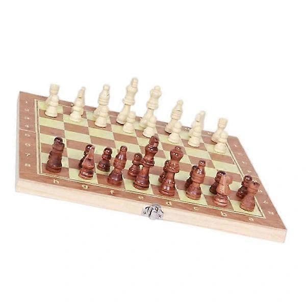 Sammenfoldeligt skakbræt i træ, håndlavet rejsespil backgammon