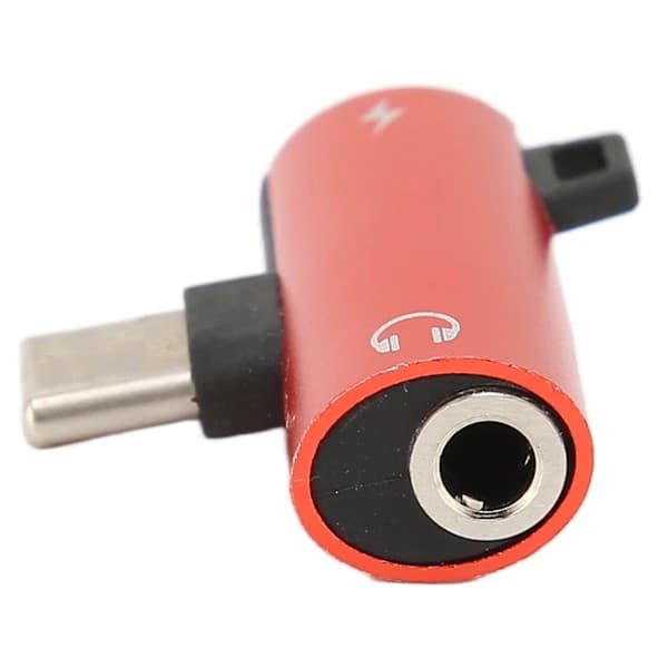 Type-C til 3,5 mm hodetelefonadapterlader 2-i-1 Jack HIFI-lyd med PD hurtiglading (rød)