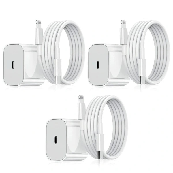3-pack iPhone-laddare – Snabbladdaradapter + USB-C 20W Vit (NT) 3-pack iPhone iPhone 3-pack