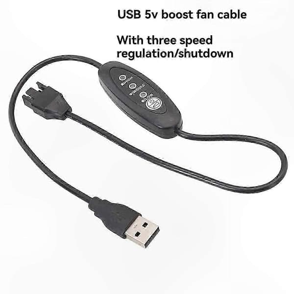 USB 5V til 12V Boost Viftekabel, 3-trinns Justerbar 4-pinners Vifteadapter for PC-kjøling