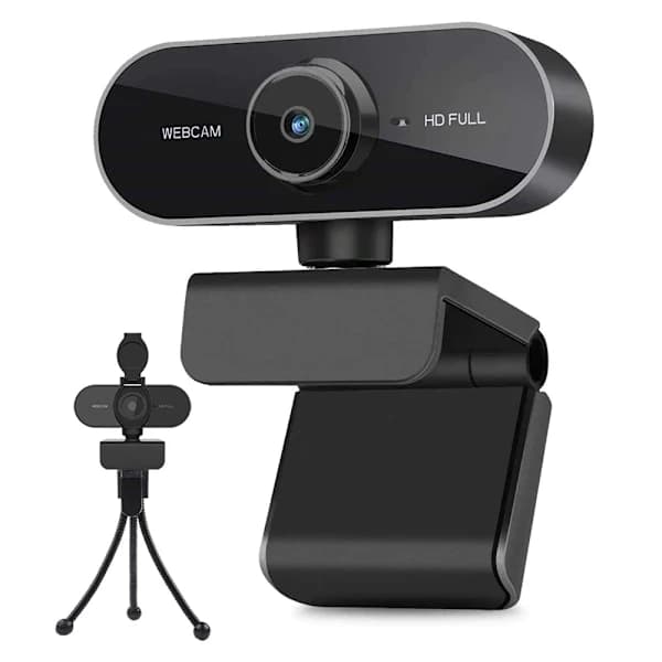 Webcam med mikrofon, Full HD 1080P Webcam videokamera til