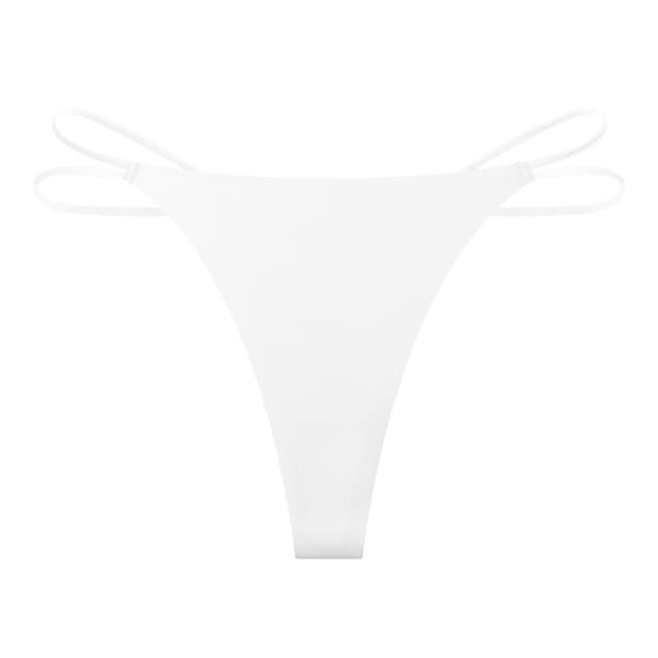 Sömlösa stringtrosor för kvinnor, osynliga stringtrosor, låg midja, G-string, stretchiga, andningsbara bikiniunderkläder, vit XL