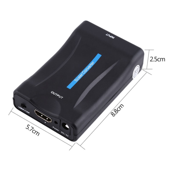 Scart till HDMI Audio Video Converter Skalare Adapter 720P 1080P Med USB -kabel