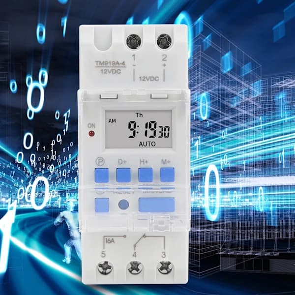 Veckotimerbrytare 12V DC 16A LCD-display med nedräkningsfunktion Utbytbart batteri