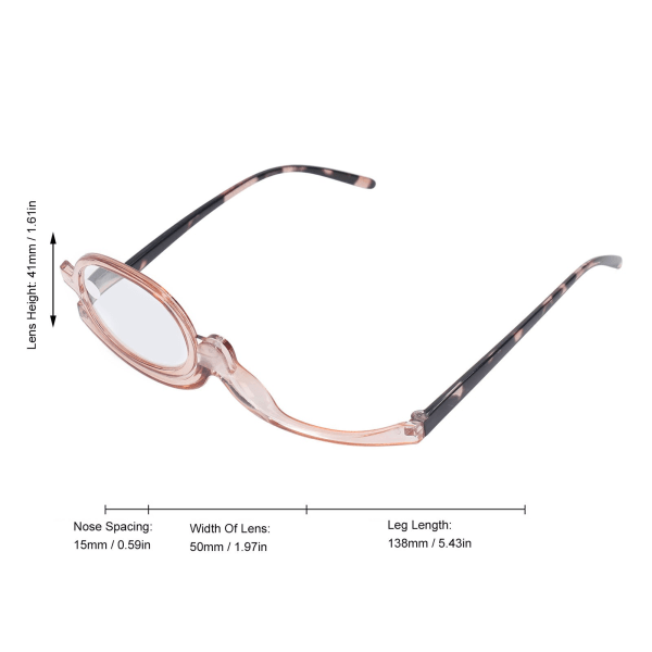 Ögonsminkglasögon Bärbara läsglasögon med ålderssynthet Förstoring Flip Up Roterande enkellins för kvinnor +4,00