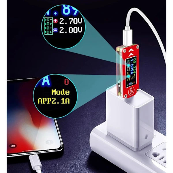 Typ-C Färg LCD USB Voltmeter Amperemeter Spänningsmätare Ström Multi