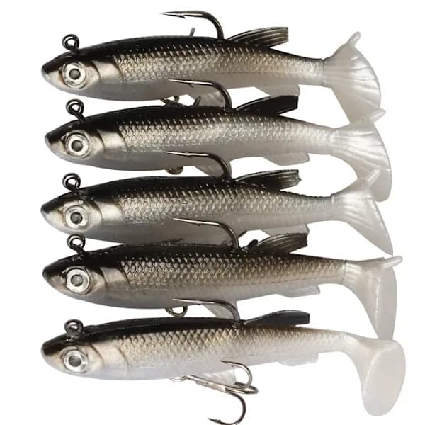 5 stk. sæt fiskemadding blød madding 8cm/2.8in kunstig madding fede fiskekroge