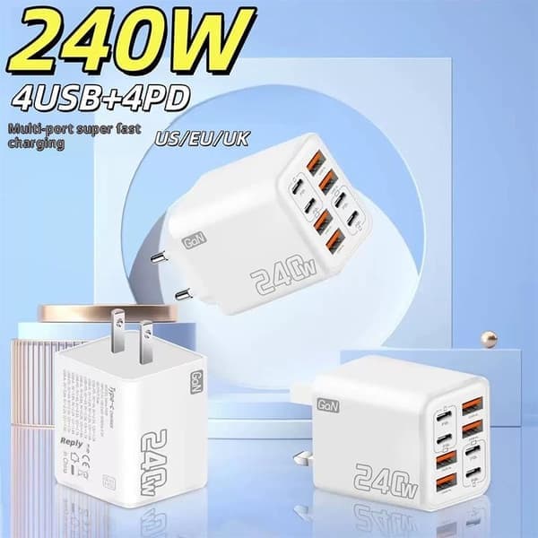 240W GaN USB-C-lader 8-i-1 hurtigladende telefonlader A2
