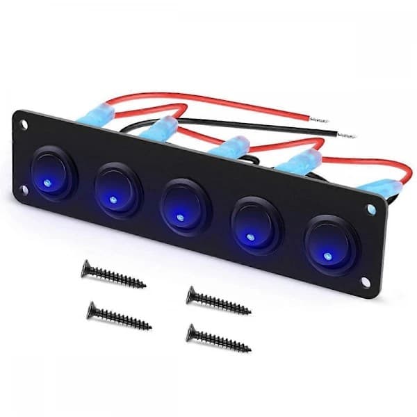 5-veis rundt dashbord vippebryterpanel blått