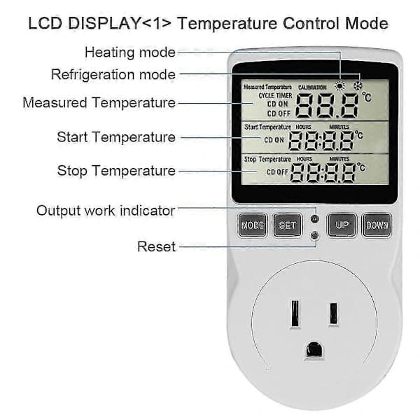 Nye Modeller Digital Temperaturkontroller Strømuttak EU Plugg Termostat Med Timer Bryter Sensor Probe Oppvarming Kjøling (W)