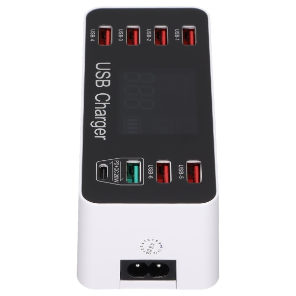 A9+ 8-portars USB -laddare 40W Snabbladdning QC 3.0 USB C Flera USB laddningsstationer med LCD för smartphones surfplattor