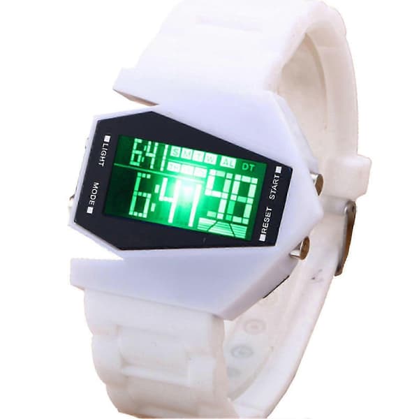 Digitalt flyklokke Multifunksjonell Unisex Fargerik LED-flyklokke for kvinner og menn (hvit)