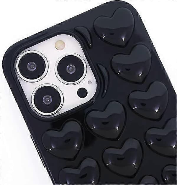 iPhone 13 Mini til kvinder, 3D Pop Bubble Heart Kawaii Gel Cover, sød piget til iPhone13 Mini 5.4 tommer 2021 - sort