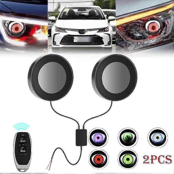 LED Devil Eyes Bilstrålkastare, Dynamiska LED Motorcykel SUV Strålkastarögonljus för Bilar