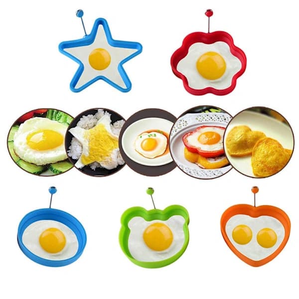 PCS Silikon Stekt Eggform Med Håndtak Non-Stick Stekt Eggform i Ulike Former