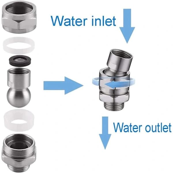 Justerbart kugleled i messing, drejeligt kugleled til bruserforbindelse, adapter til brusekugleled, velegnet til tilslutning af brusehoveder og va