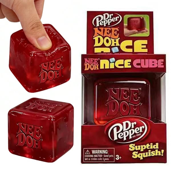 NeeDoh Nice Cubes Stresskuber Squishy Legetøj Firkantede Squishy Bolde Til Voksne Børn Sensorisk Fidget Legetøj Til Angstlindring, Rød