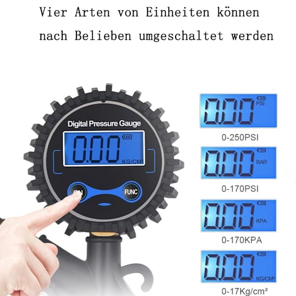 Digital dæktrykpumpe dæktryksmåler med LCD-display Lufttryksmåler Dæktryksmåler Trykluft Høj præcision