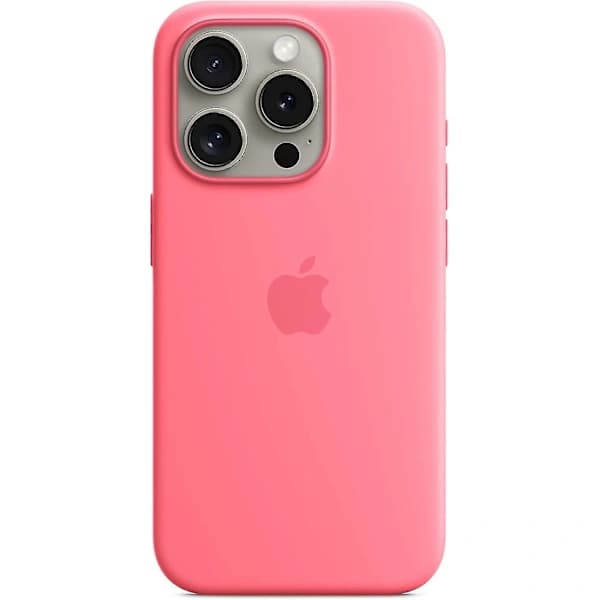Apple iPhone 15 Pro -silikonikuori MagSafella (pinkki)