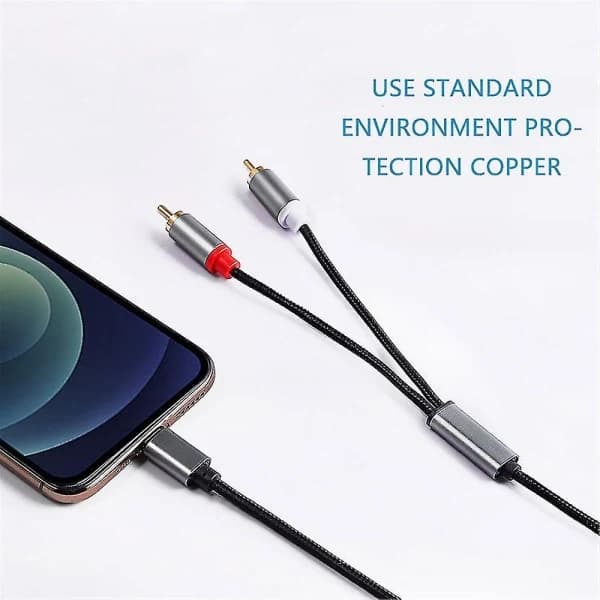 Lightning till RCA-kabel Audio Aux Adapter, Stereo Y Splitter Adapter för utvalda iPhone, iPad för ström, bil, hemmabio, högtalare