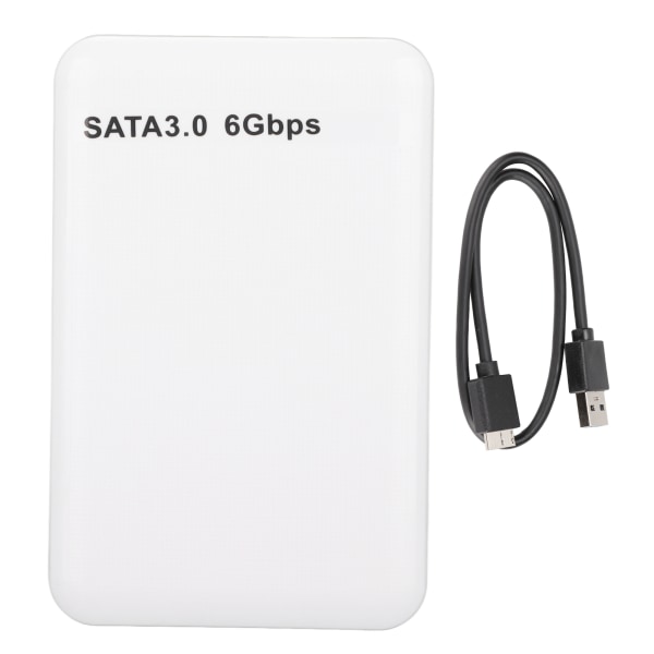 Externt HDD- case 2,5-tums USB3.0 SATA3.0 Plug and Play HDD-hölje stöder 3 TB Kapacitet med LED-indikator för Windows Vit