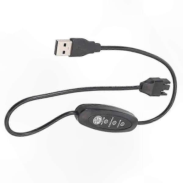USB 5V til 12V Boost Viftekabel, 3-trinns Justerbar 4-pinners Vifteadapter for PC-kjøling