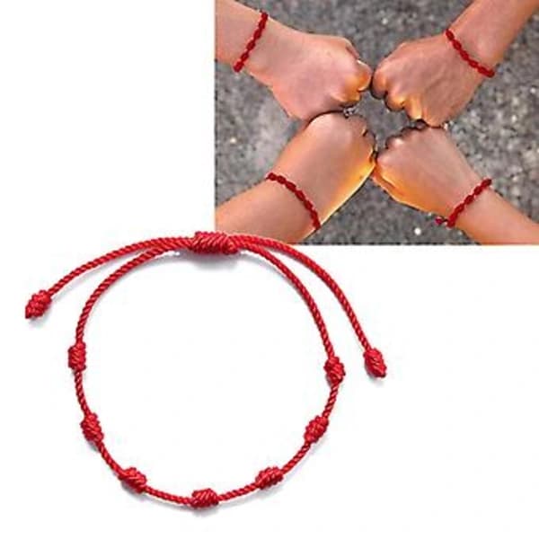 7 knopars rött reparmband 2 st flätat armband amulett framgång för studenter